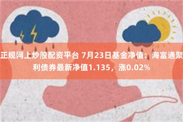 正规网上炒股配资平台 7月23日基金净值：海富通聚利债券最新净值1.135，涨0.02%