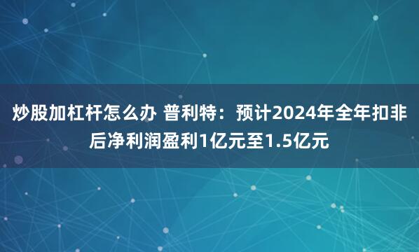 炒股加杠杆怎么办 普利特：预计2024年全年扣非后净利润盈利1亿元至1.5亿元