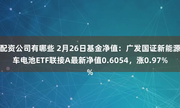 配资公司有哪些 2月26日基金净值：广发国证新能源车电池ETF联接A最新净值0.6054，涨0.97%